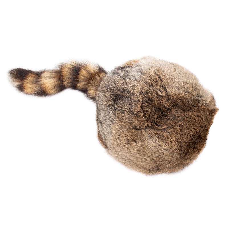 Surell Coonskin Davy Crockett Hat - 100% Real Rabbit Fur Crown - Raccoon Tail Winter Hat - Unisex, Brown - Image 4